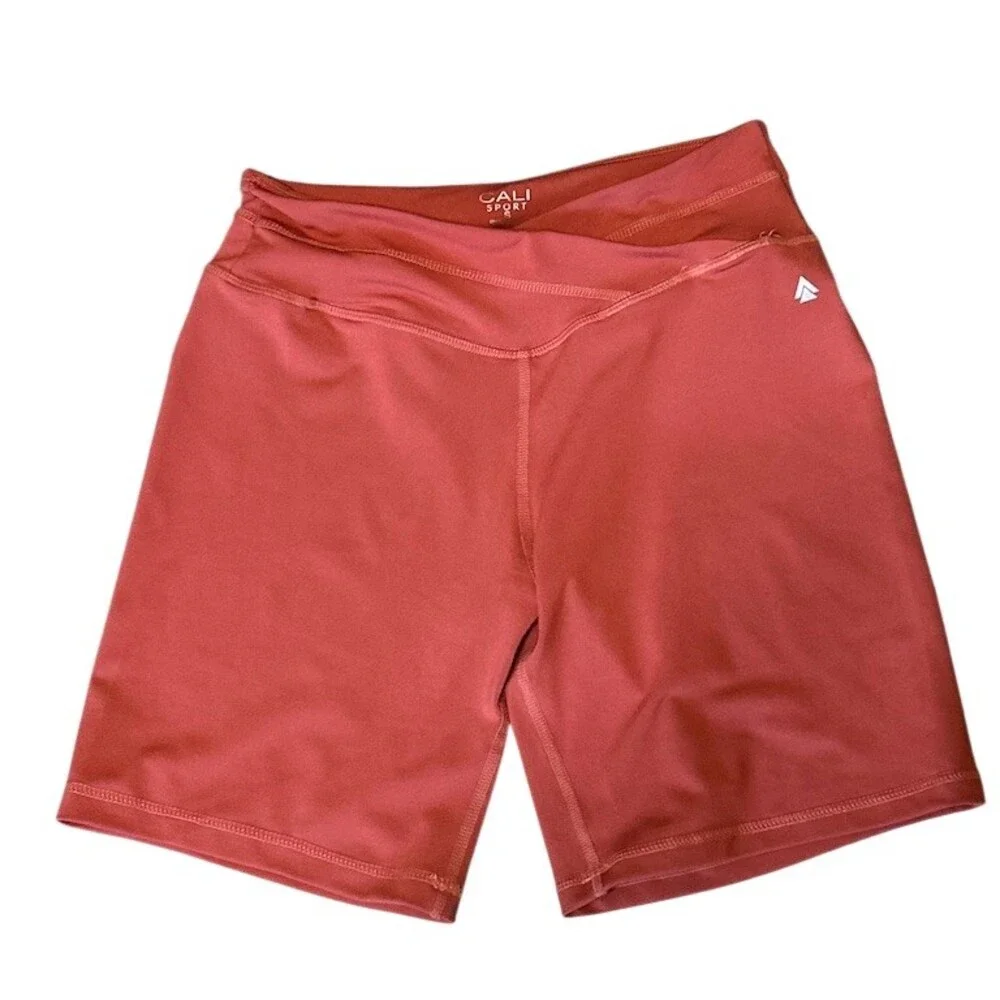 Cali Sport Women's High Rise Biker Shorts Orange Size S Stretch Athleisure